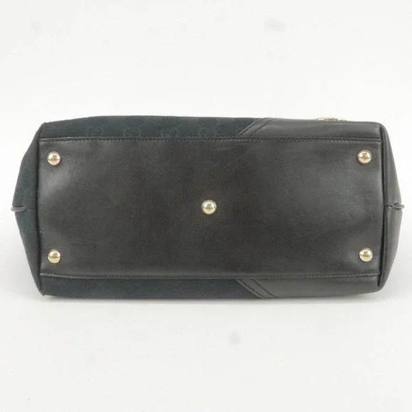 💎✨BEAUTIFUL✨💎 GUCCI Tote Bag Black GG Canvas Leather - Picture 5 of 16